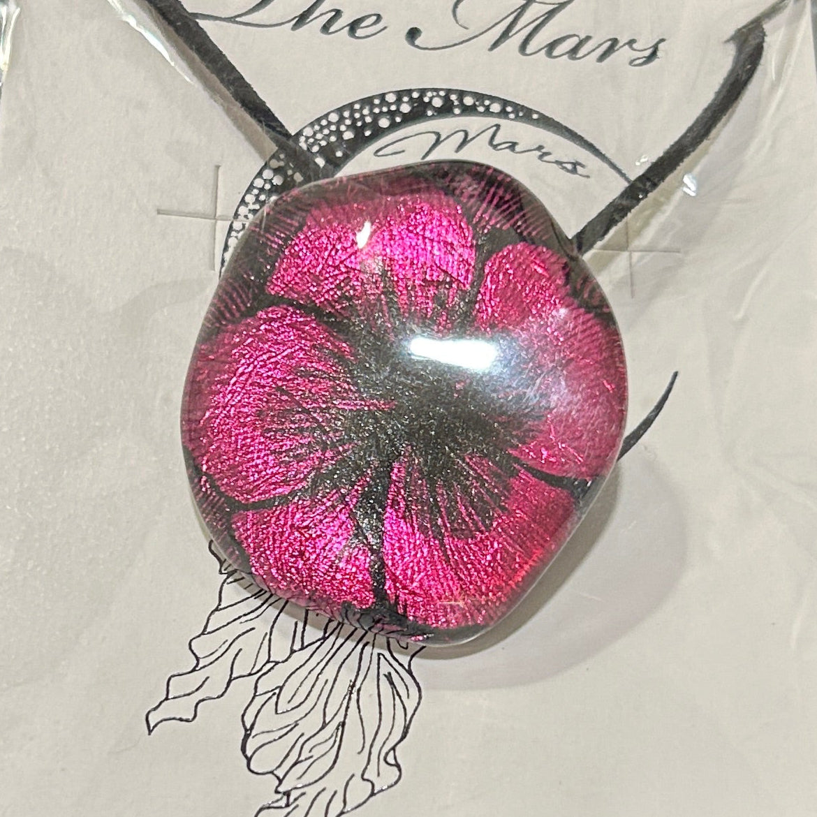Pink Starburst Dichroic Glass Pendant - Handmade Celebration