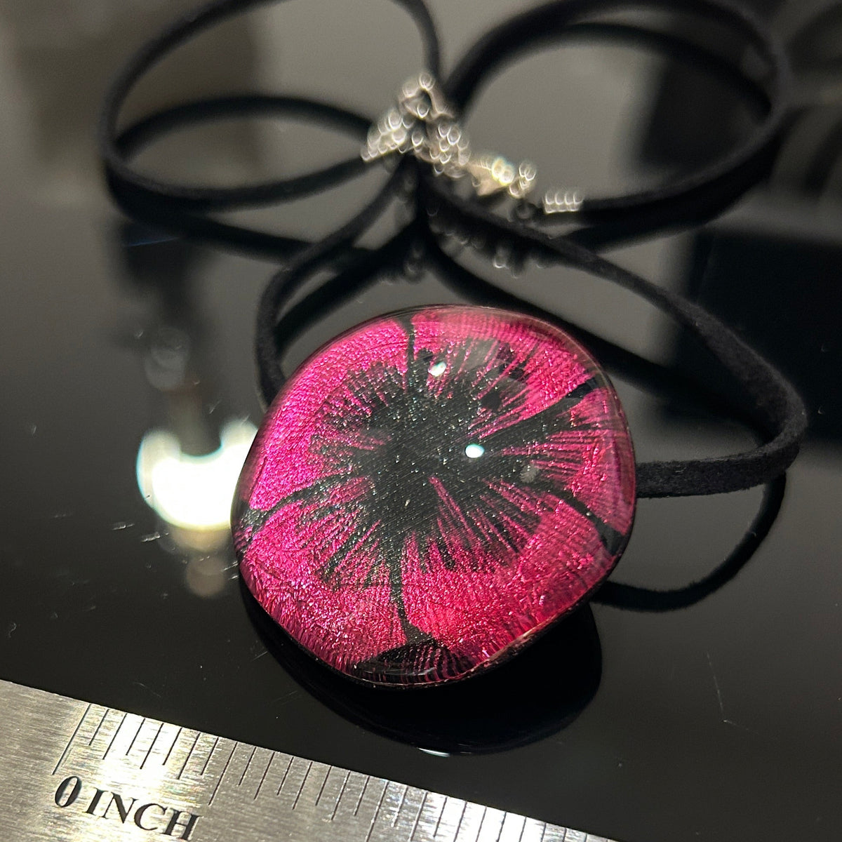 Pink Starburst Dichroic Glass Pendant - Handmade Celebration