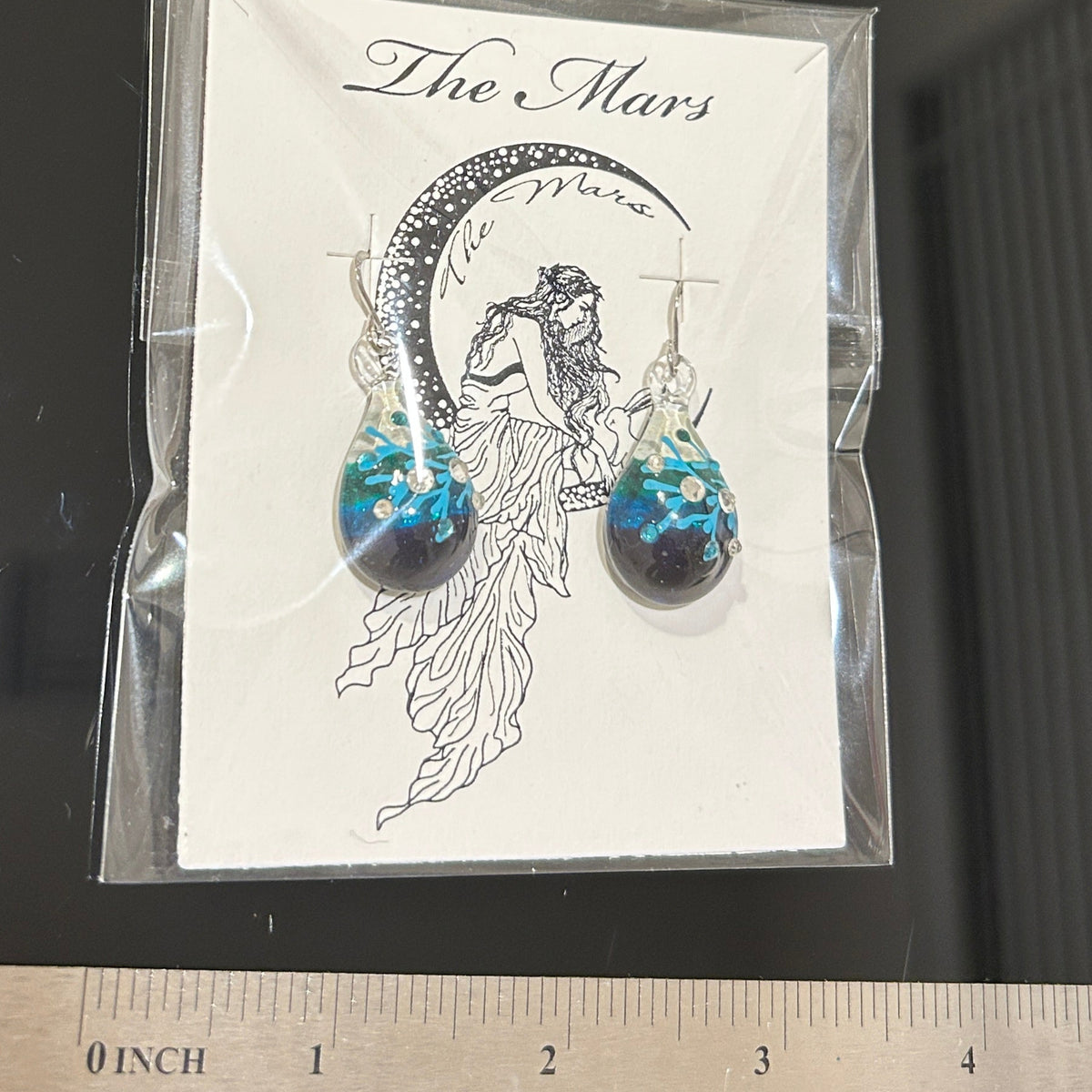 Turquoise Dichroic Glass Teardrop Earrings 1.25 Inch Handcrafted Mars Glass Artisan Collection Premium Ocean Jewelry